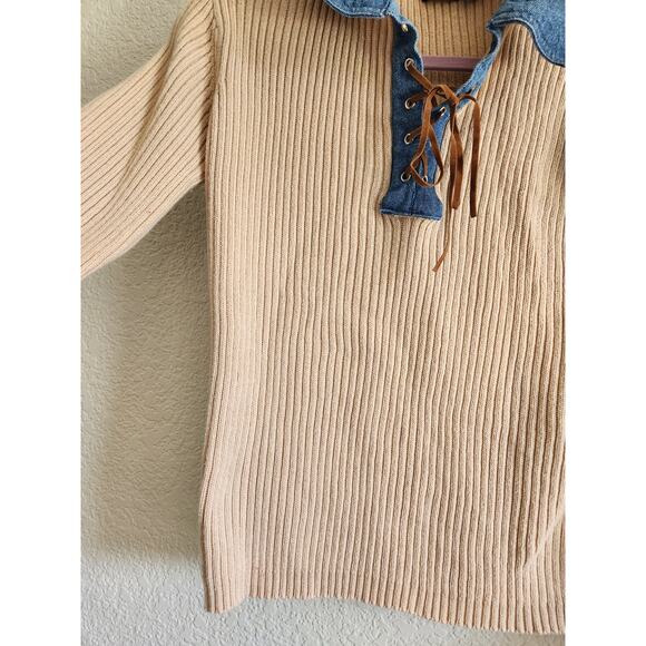 Y2k Cavalini Women's 2 Tone Long Sleeve Top L - Picture 7 of 8